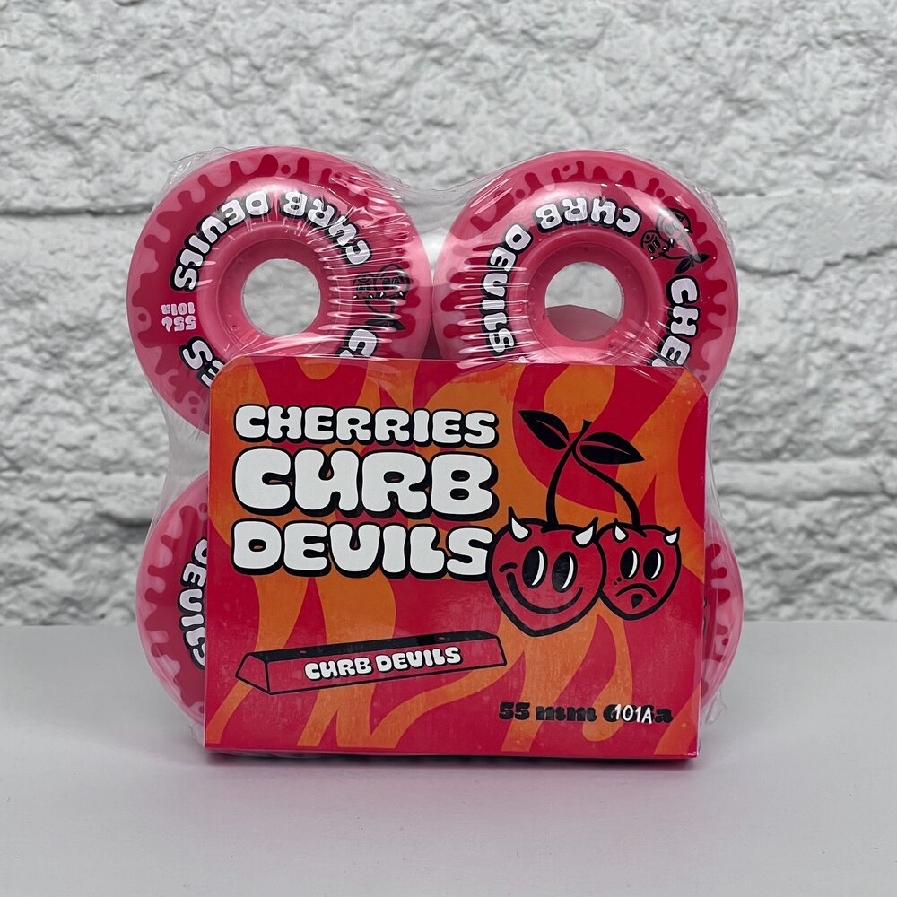 Cherries 55mm Curb Devils Red / White Swirl 101a Skateboard Wheel