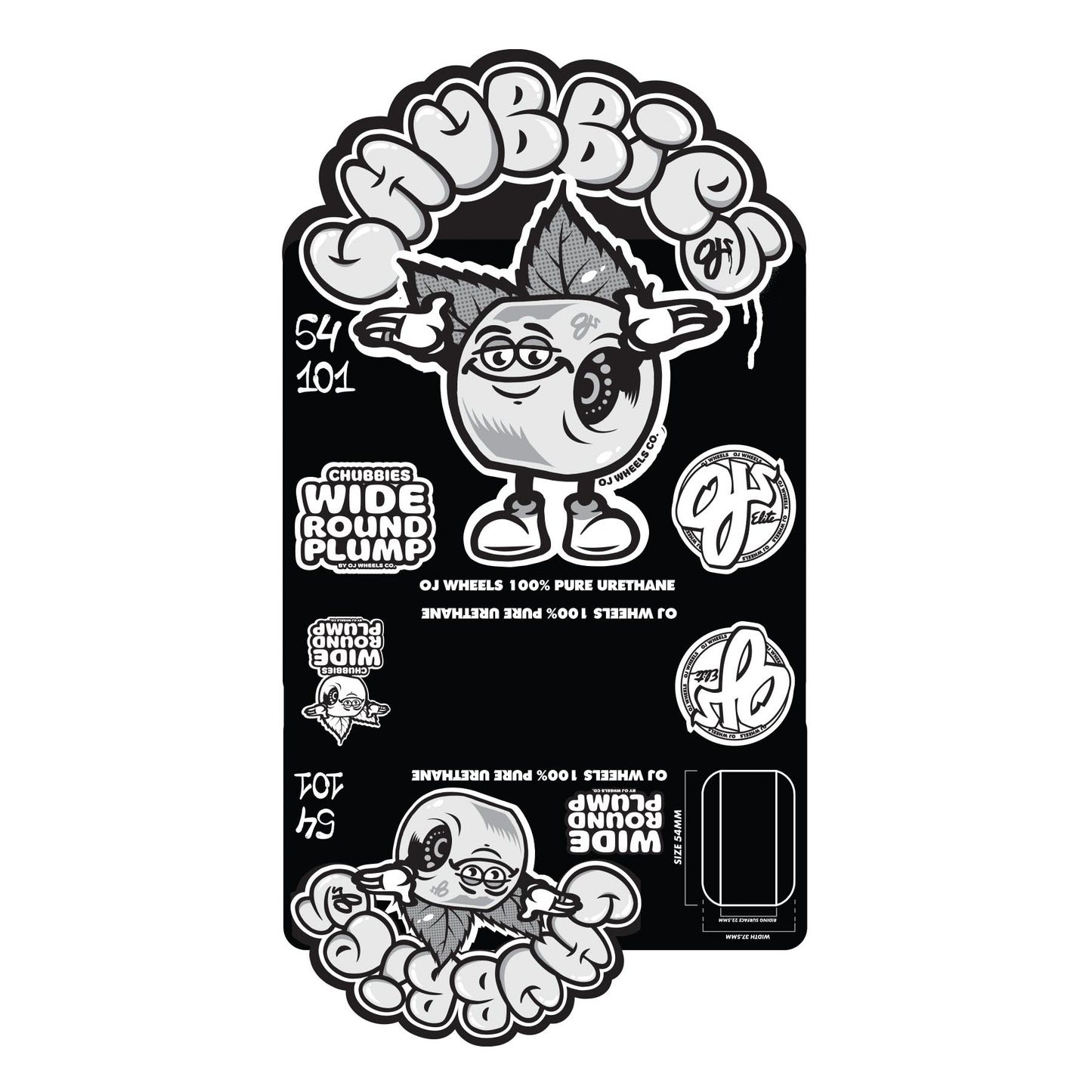 OJ Wheels Team Throw Ups Chubbies 101a Skateboard Wheels