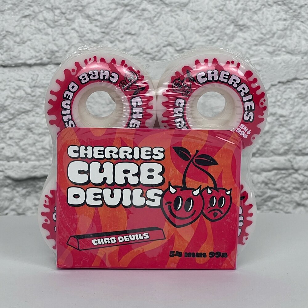 Cherries 54mm Curb Devils White 99a Skateboard Wheel