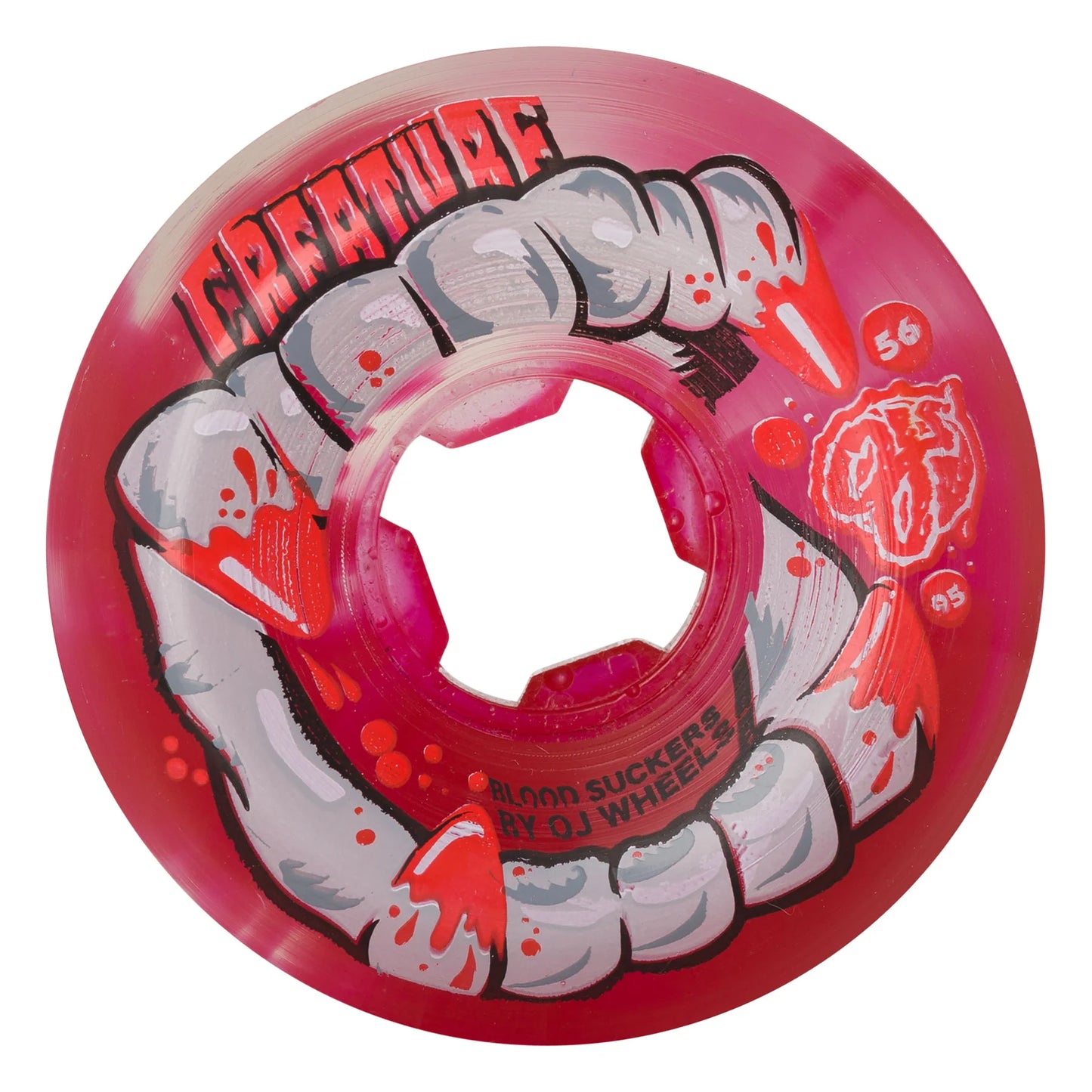 OJ Wheels x Creature DNA Curbsuckers Bloodsuckers Red Clear Swirl 95a Skateboard Wheel