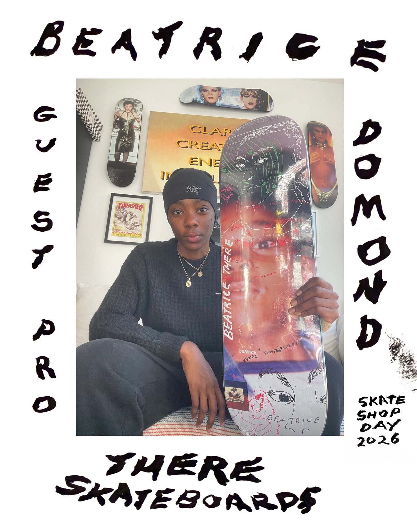 There Beatrice Guest Skateshop Day 2026 8.25" True Fit Skateboard Deck