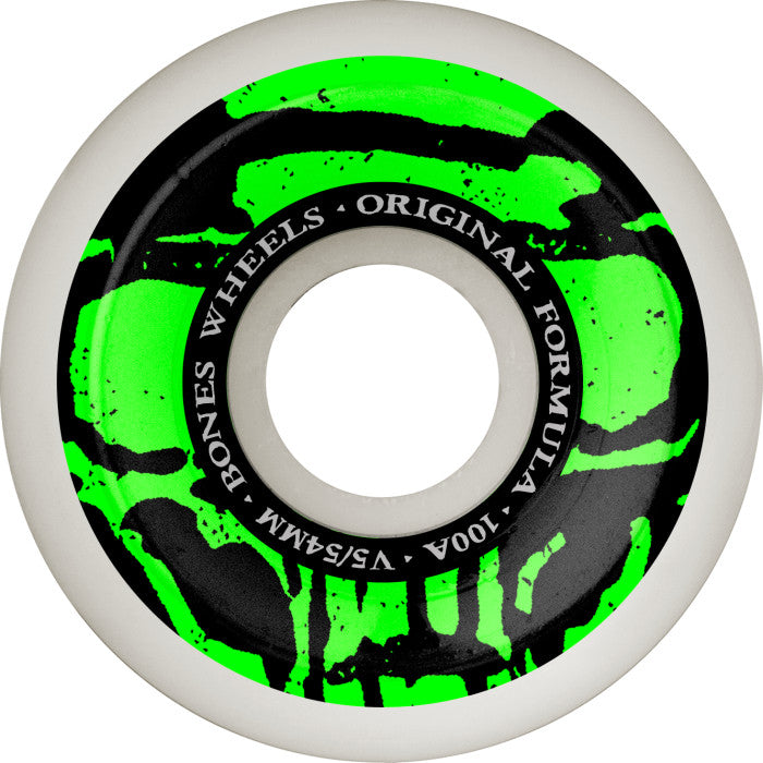 BONES WHEELS OG Formula Skateboard Wheels Mummy Skulls 54mm V5 Sidecut 4pk White 100A