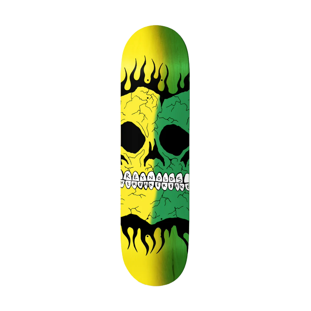 Baker Reynolds Rasta Skull 8.38" Skateboard Deck