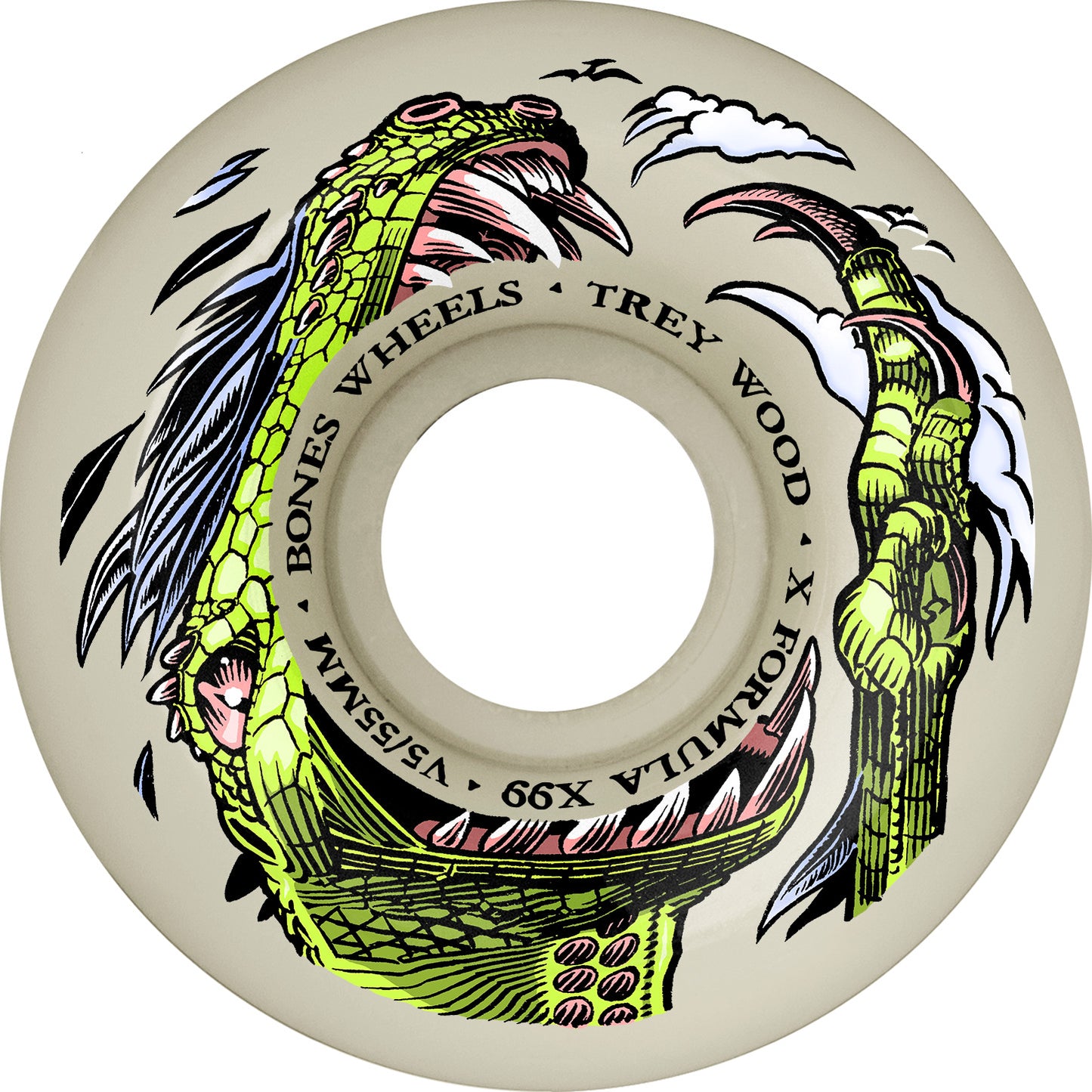 BONES WHEELS X-Formula Skateboard Wheels Wood Dino Sortas V5 Sidecut 99a