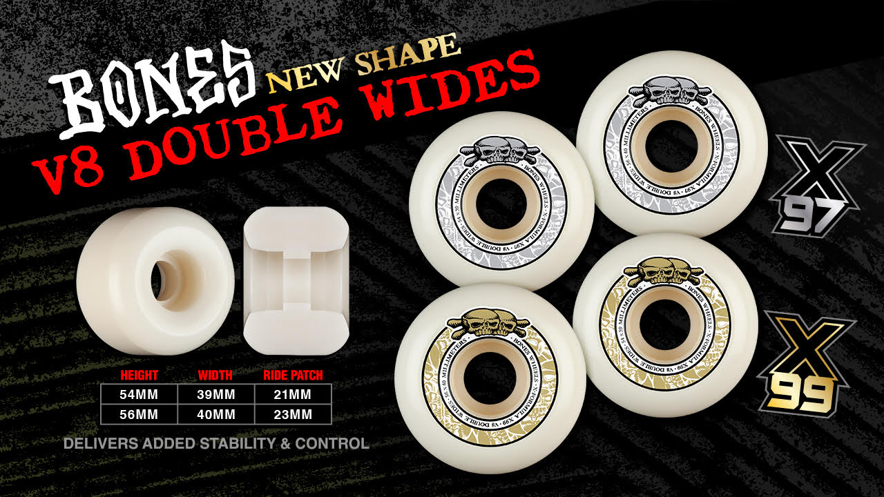 BONES WHEELS X-Formula V8 Double Wides 99a Skateboard Wheels