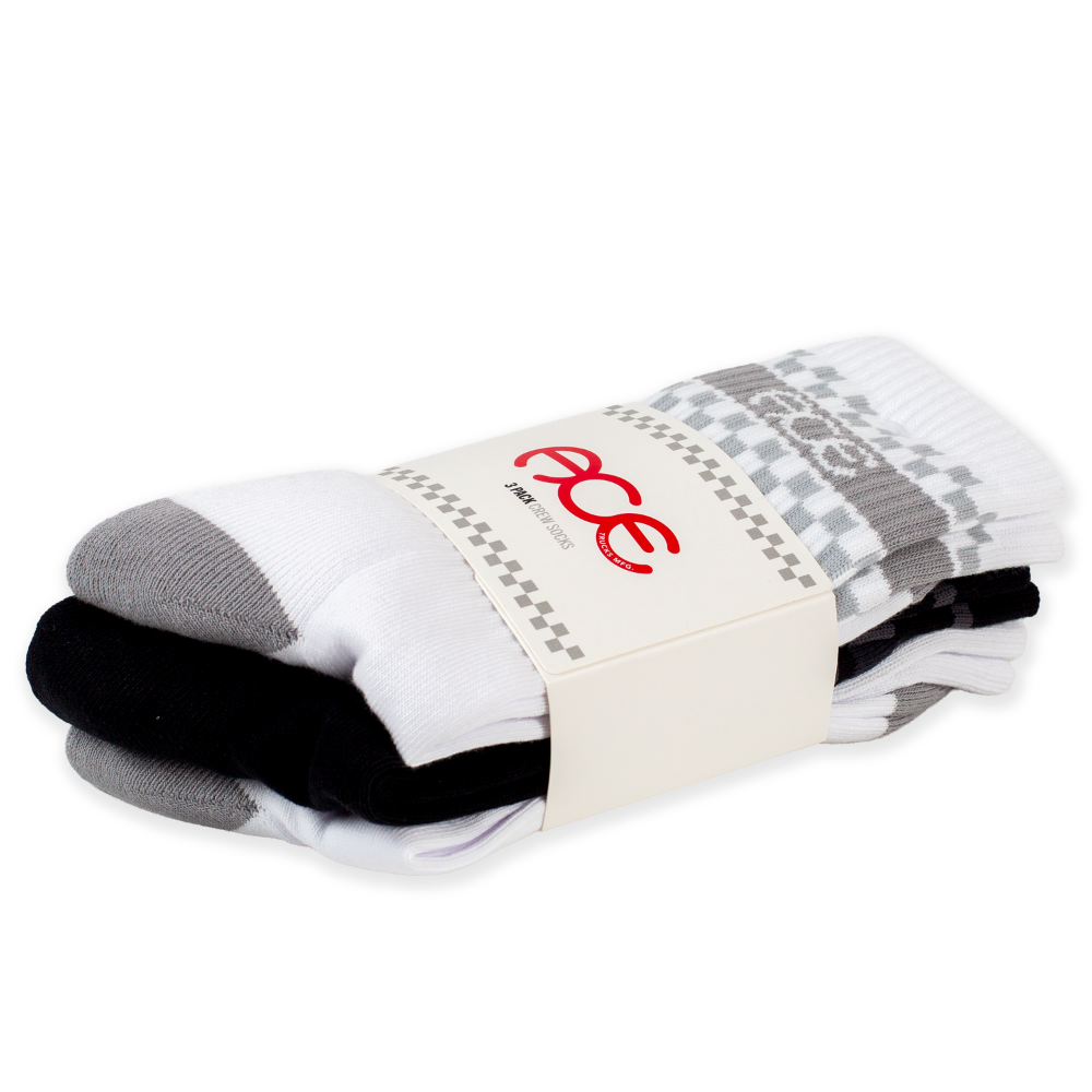 Ace Logo Sock 3 Pack (White / Black / White)
