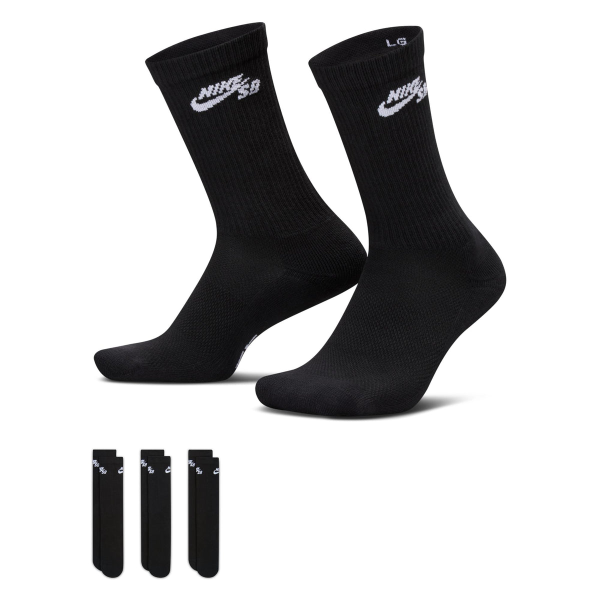Nike SB Everyday Elevated 3 Pack Sock (Black)