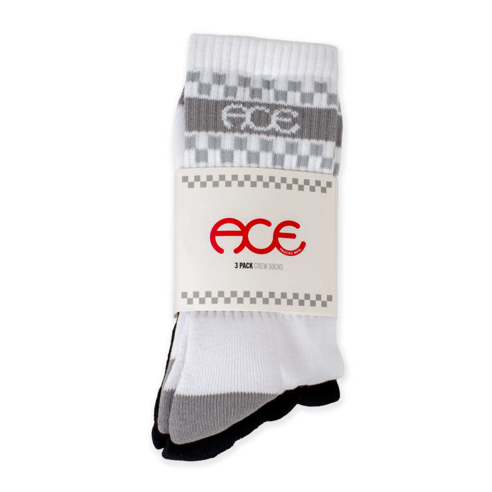 Ace Logo Sock 3 Pack (White / Black / White)