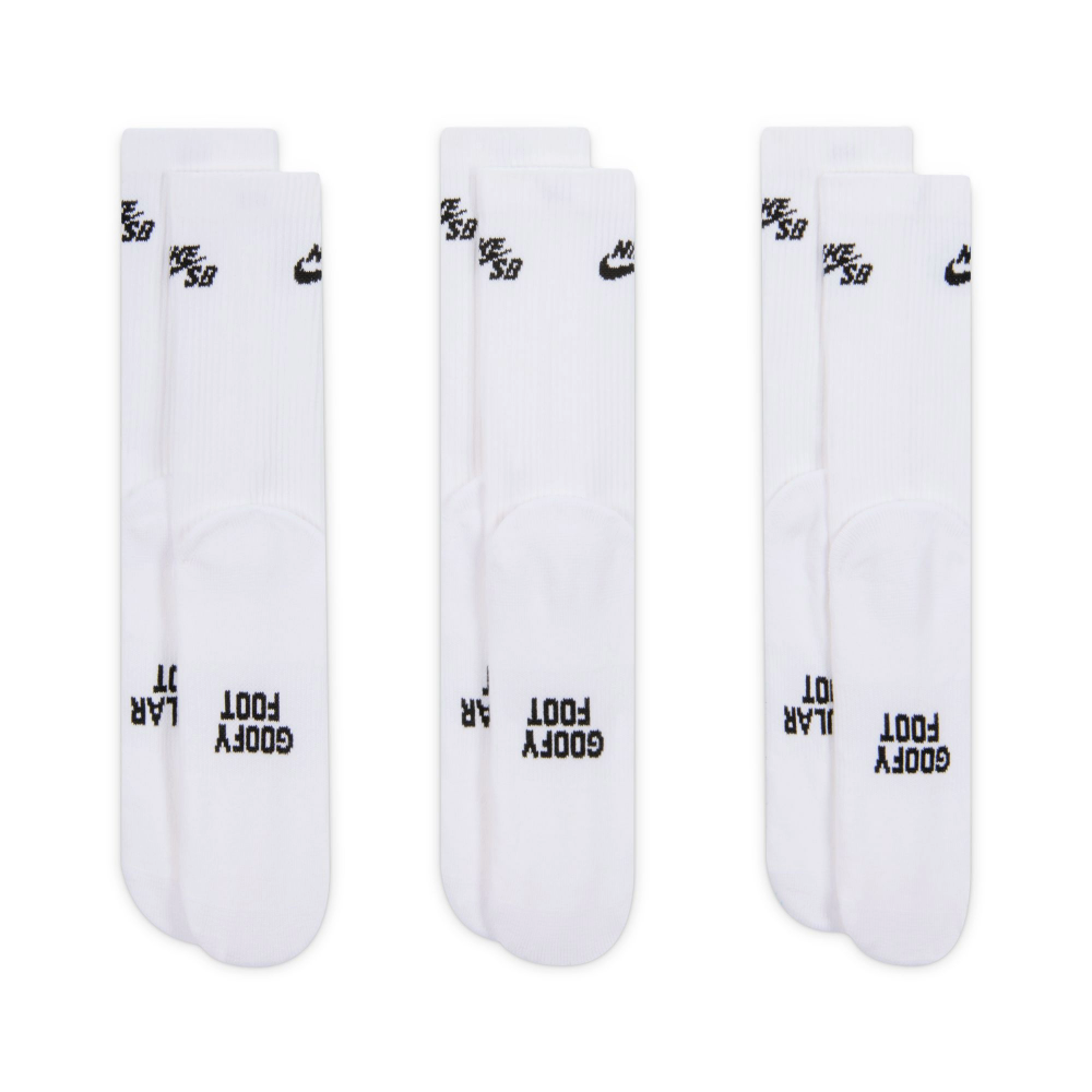 Nike SB Everyday Elevated 3 Pack Sock (White)