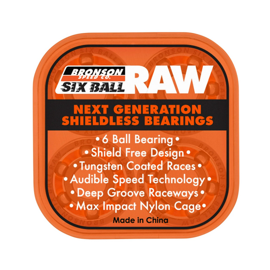 Bronson Six Ball RAW Skateboard Bearings