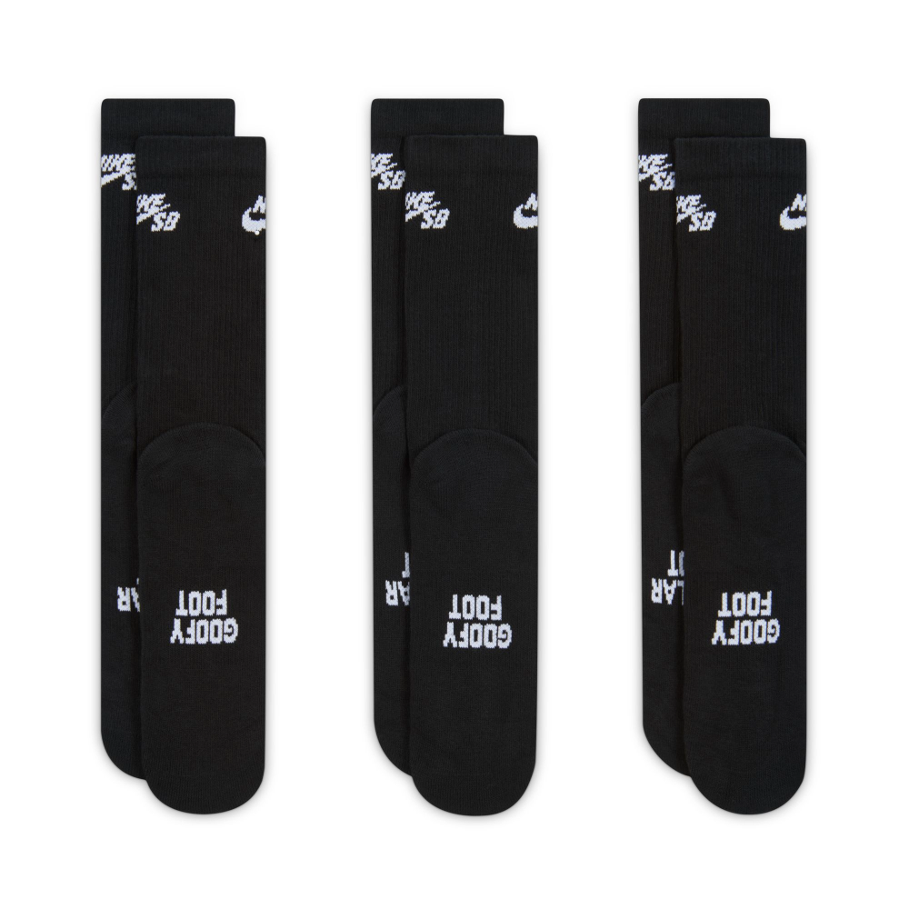 Nike SB Everyday Elevated 3 Pack Sock (Black)