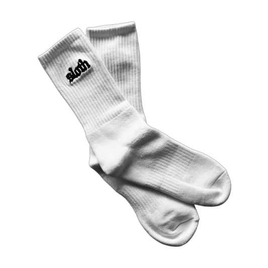 Sloth Text Socks (White)