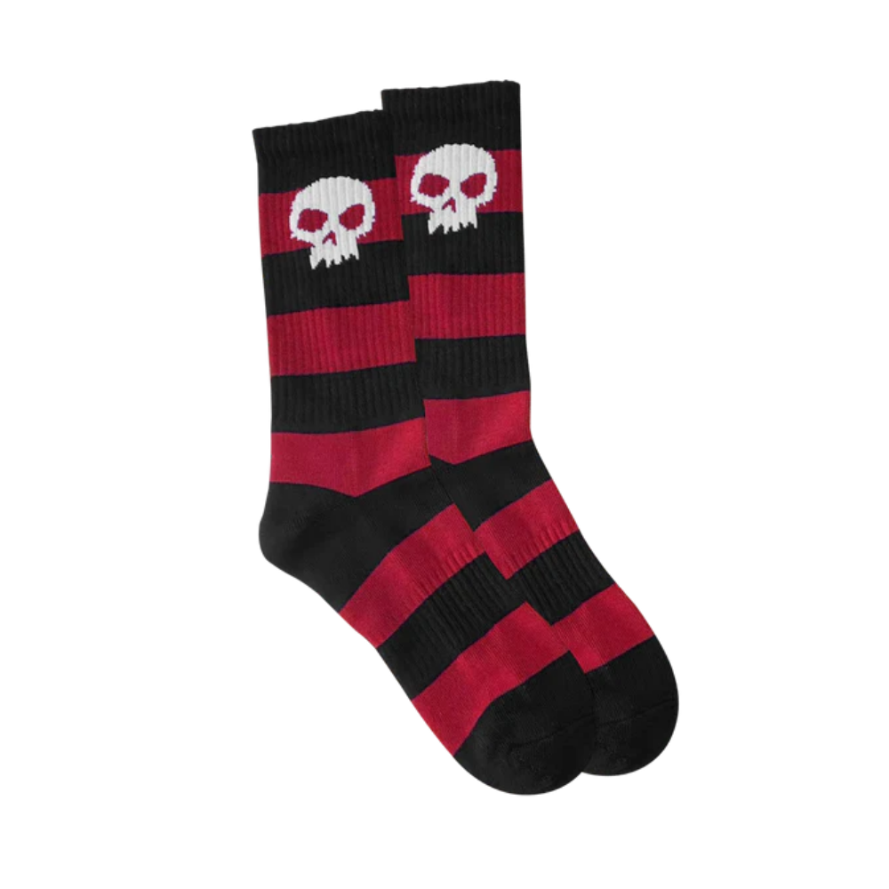 Zero Single Skull Socks (Red / Black / Stripe)