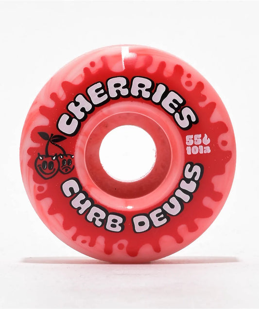 Cherries 55mm Curb Devils Red / White Swirl 101a Skateboard Wheel