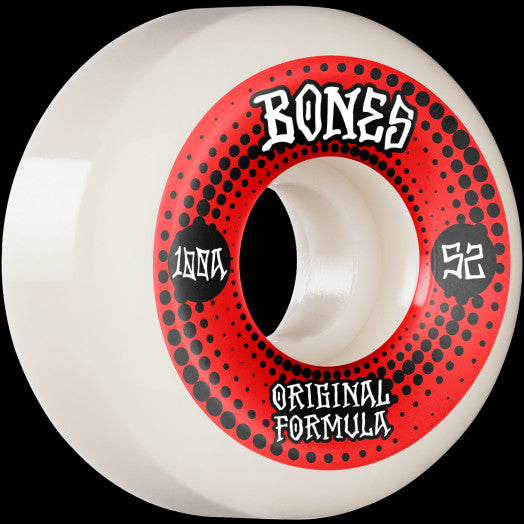 BONES WHEELS OG Formula Skateboard Wheels 52mm V5 Sidecut 4pk White 100A