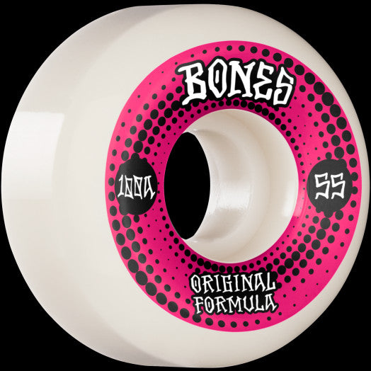 BONES WHEELS OG Formula Skateboard Wheels 55mm V5 Sidecut 4pk White 100A