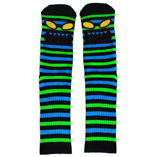 Monster Face Mini Stripes Sock (Green)