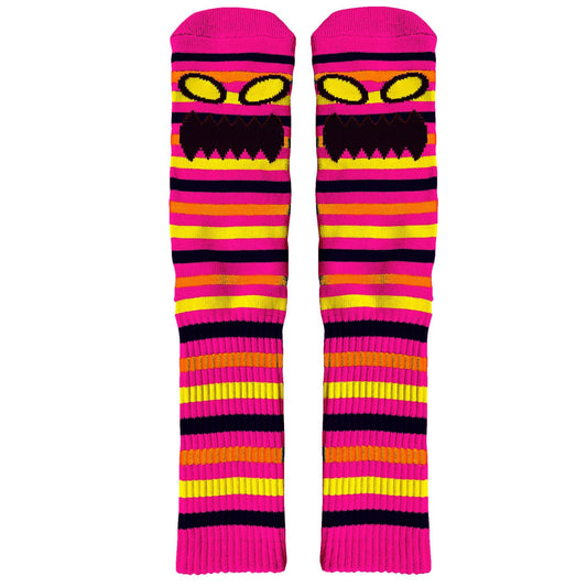 Monster Face Mini Stripes Sock (Pink)