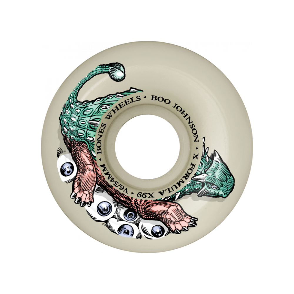 BONES WHEELS X-Formula Boo Johnson Dino-Sortas Widecut V6 Sidecut 99a Skateboard Wheels