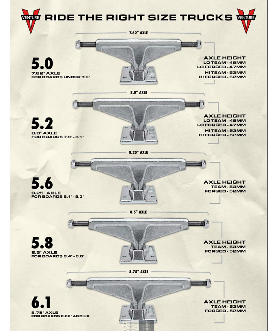 Venture OG V Loose Team Edition Skateboard Trucks (Polished)