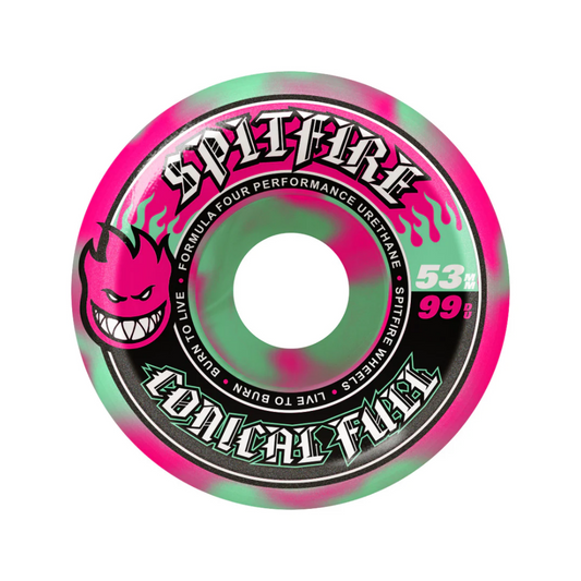 Spitfire Formula Four Conical Full 53mm 99a Skateboard Wheel (Pink/Teal Swirl)