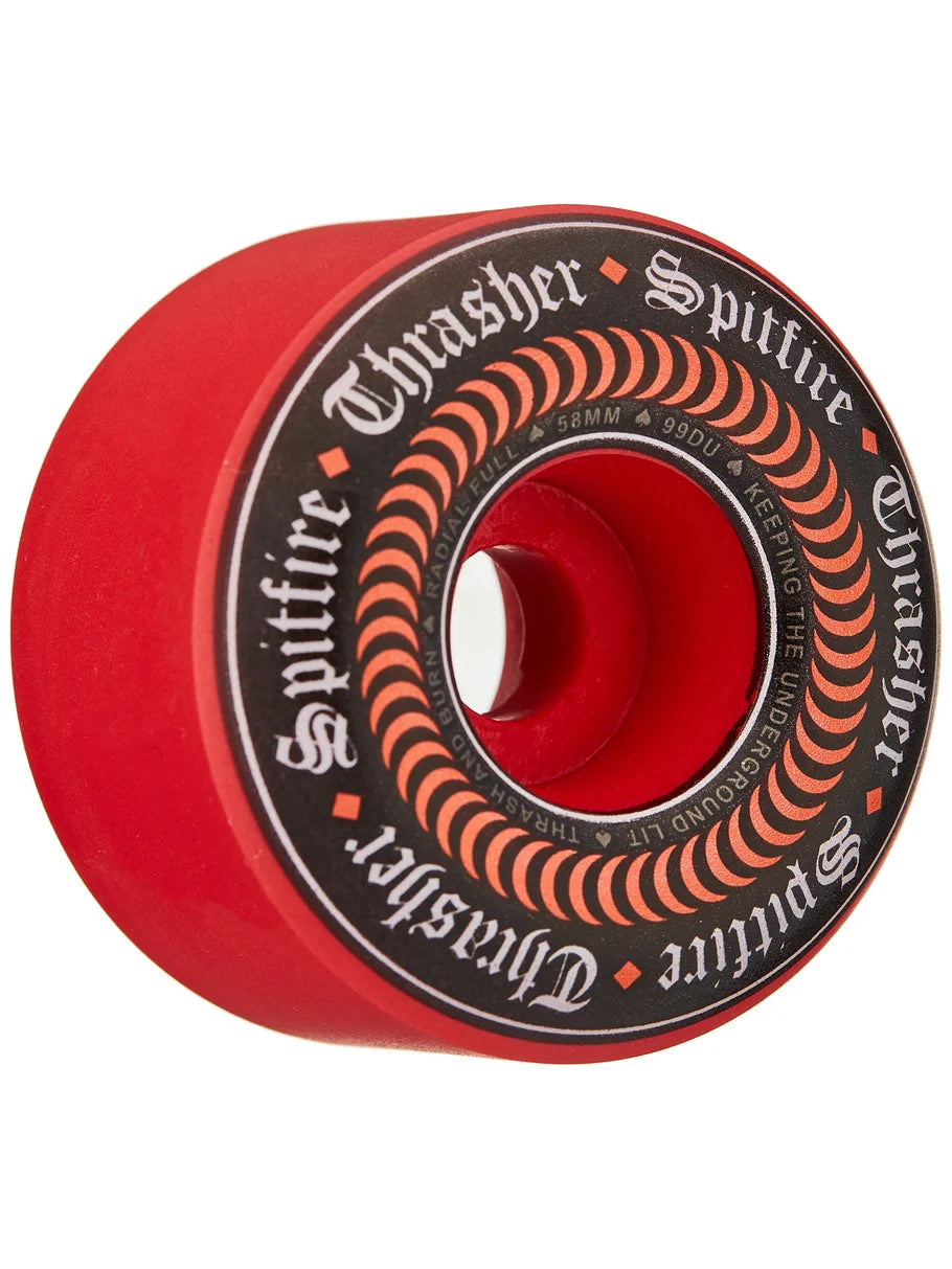 Spitfire x Thrasher Oath Formula Four Radial Full 99a Skateboard Wheel (Red)